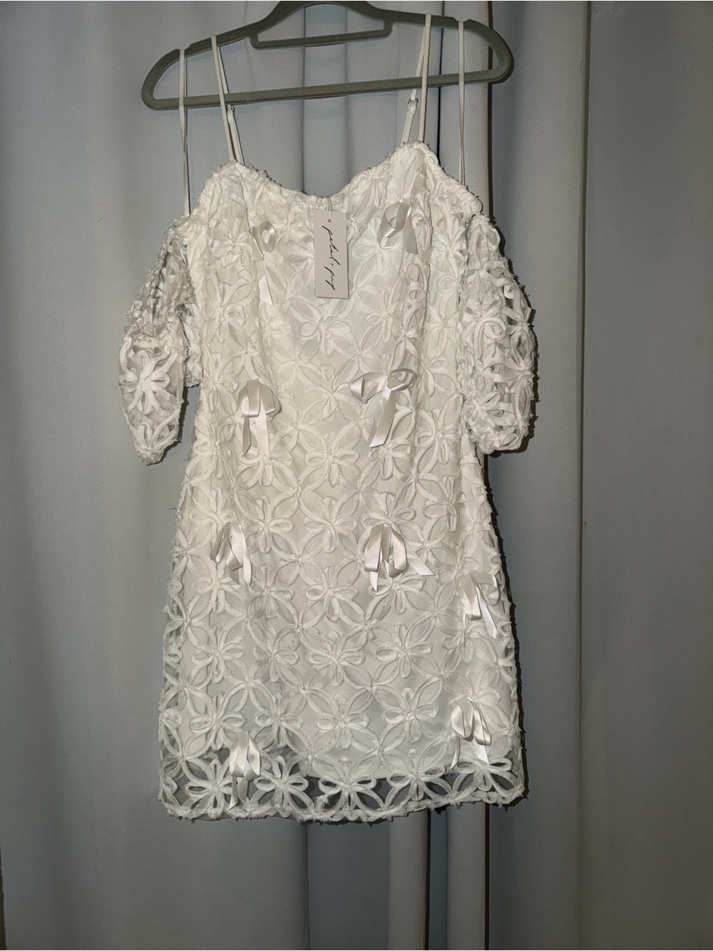 Petal & Pup White Floral Appliqué Mini Dress